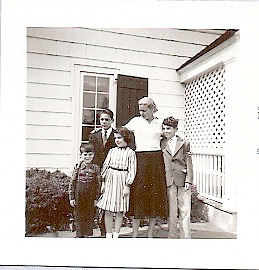Mother's Day 1955, Three Village Inn, Stony Brook Long Island. Bruce aka BooBoo age 4, Bill at 13, me at 8, Mom was 35, and Rick at 10.