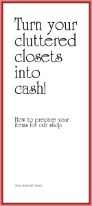 How to Consign (or sell) your underloved items idea brochure from TGtbT.com