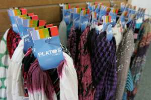 accessories holder shop name Plato's Closet puts their name right in front of shoppers' noses