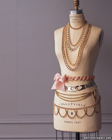marthastewart Dress form with chain belts... great for consignment shops!