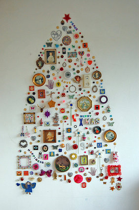 Make a Christmas tree out of the detritus of your consignment, resale, or thrift shop.
