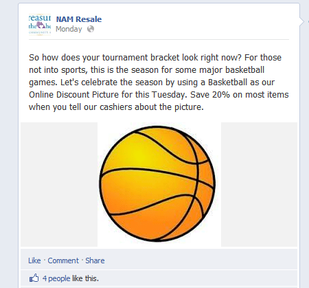Facebook post of a basketball