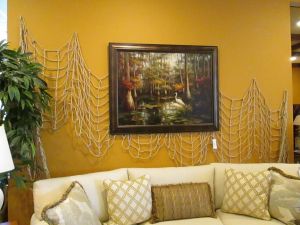 Wall treatment for a resale furniture shop