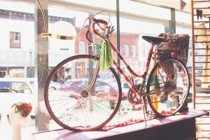 Yarn-bombed bike