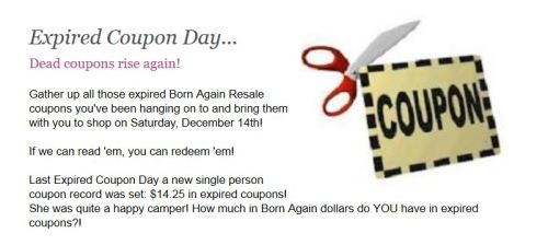 Consignment shop expired coupons idea!