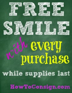 Free Smile sign from HowToConsign.com