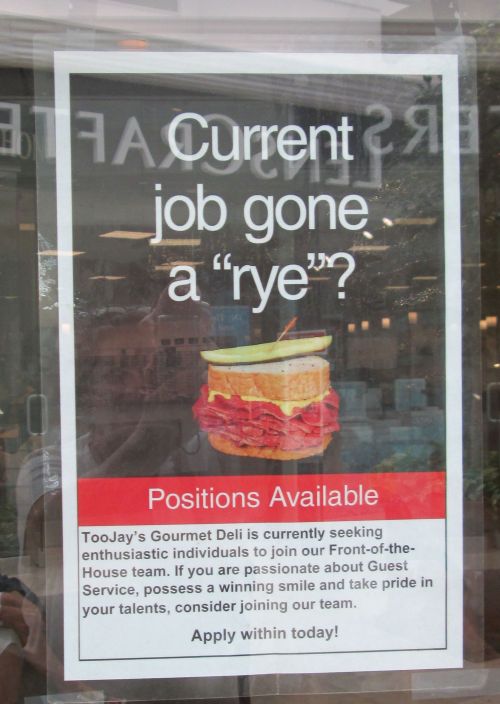 Help wanted sign: sense of humor