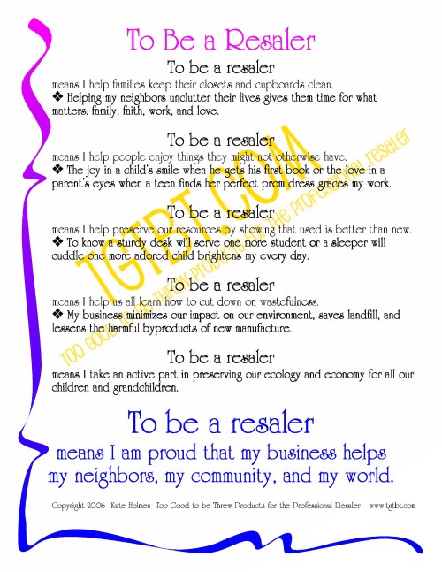To be a Resaler printable graphic
