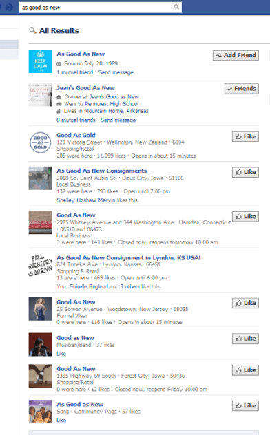 Search results in Facebook could lose you customers