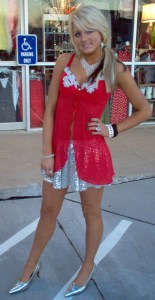 Delighted consignment shop customer